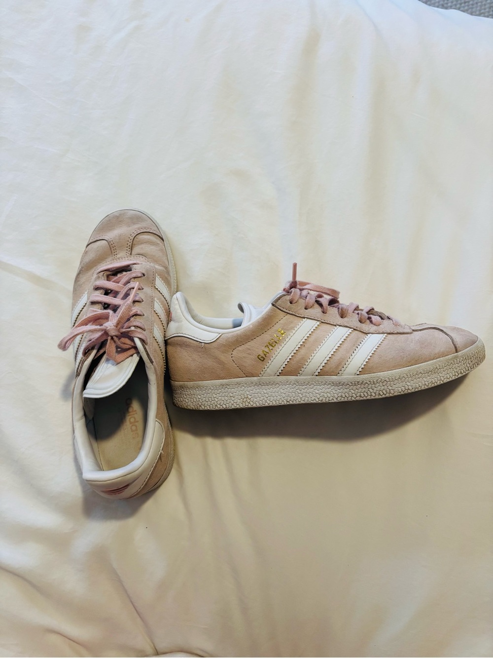 Adidas Gazelle Blush Pink Suede Sneakers with White Stripes